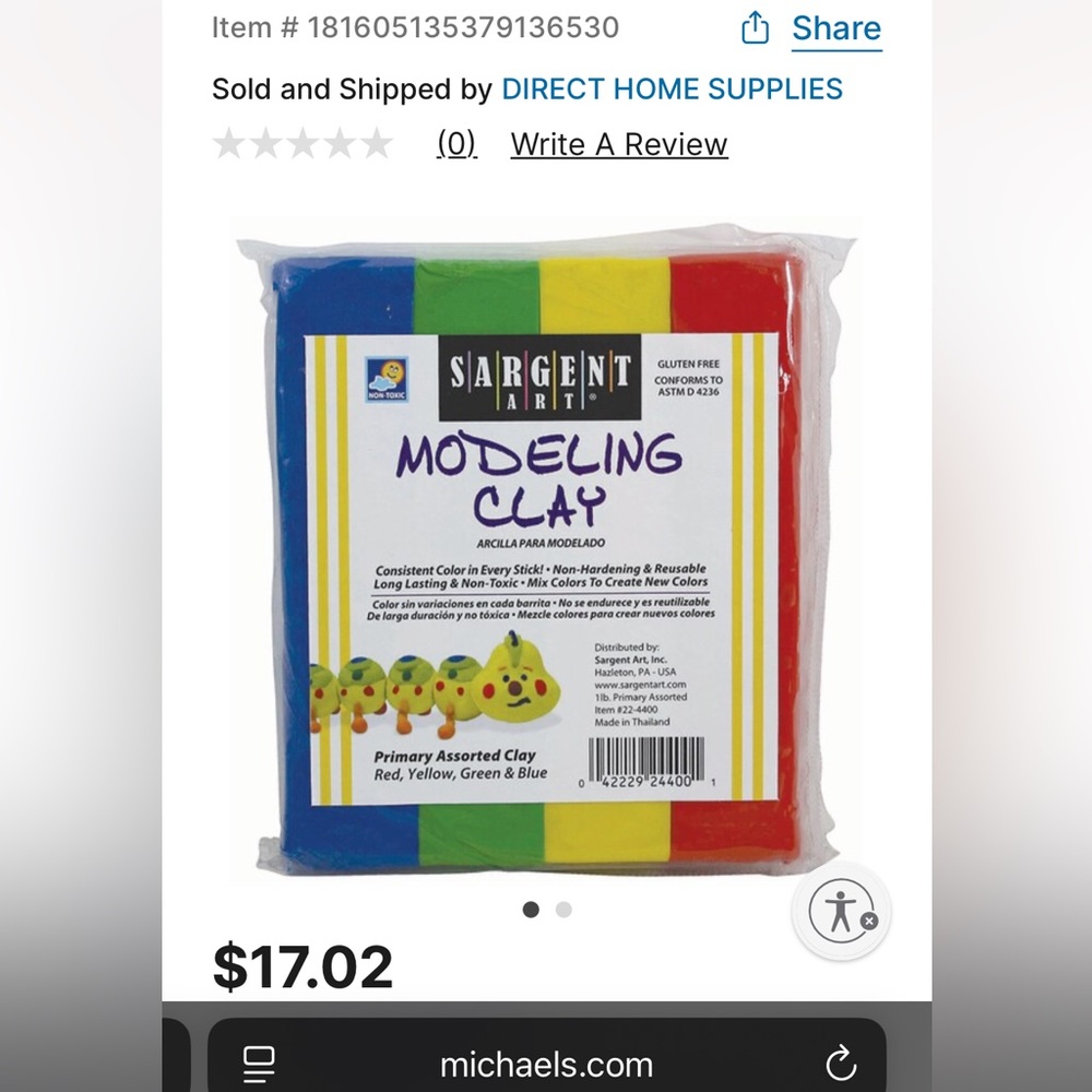 Sargent Art Modeling Clay - Primary Colors